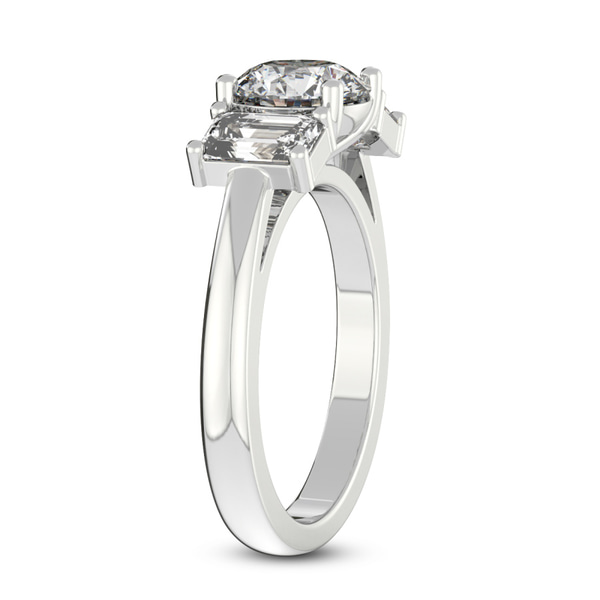 Lauren Three stone Side Emerald Lab Diamond Ring top view