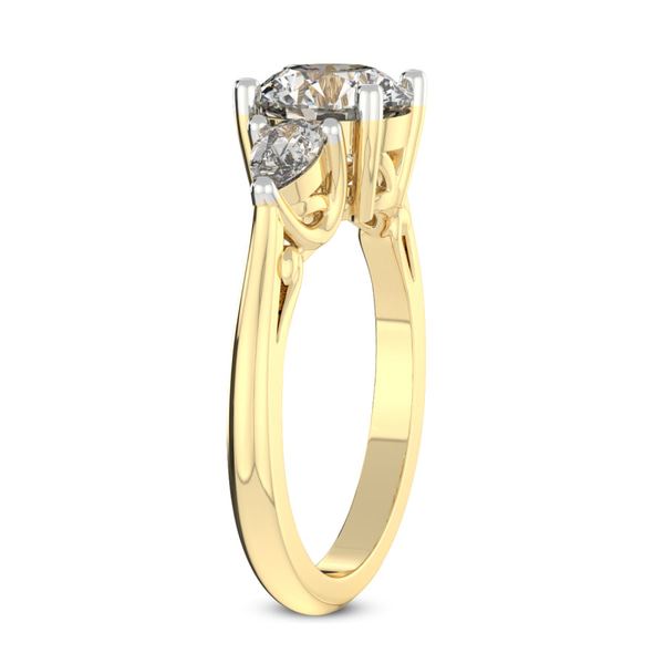 Leona Three stone Side Pear Lab Diamond Ring top view