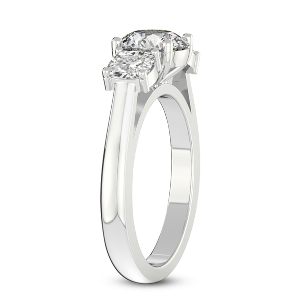 Kinsley Three Stone Side Cushion Lab Diamond Ring top view