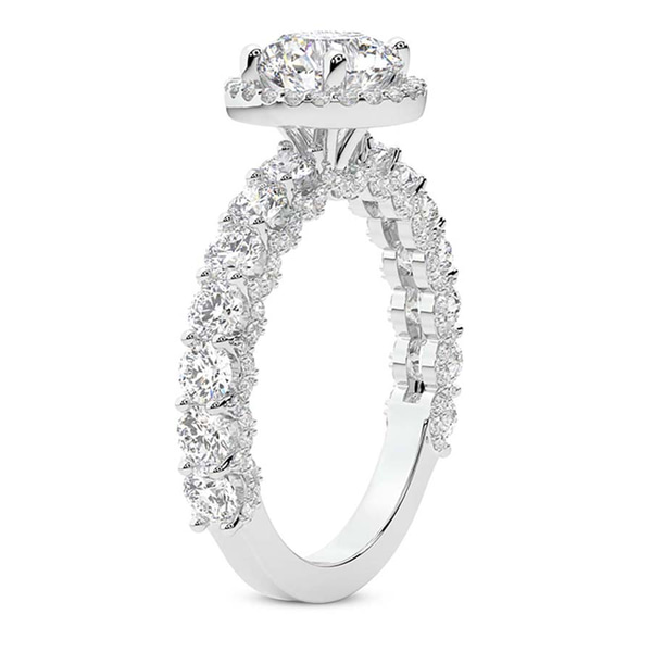 Enchanté Side Stones Halo Lab Diamond Ring top view