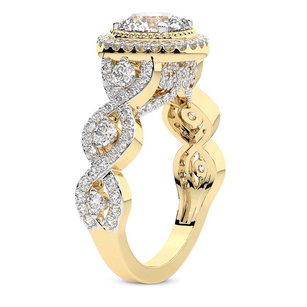 Prestigia Criss Cross Halo Lab Diamond Ring top view