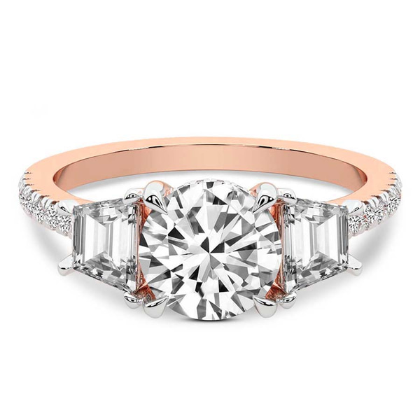 Lavinia Three Stone Trapezoid Lab Diamond Ring front view