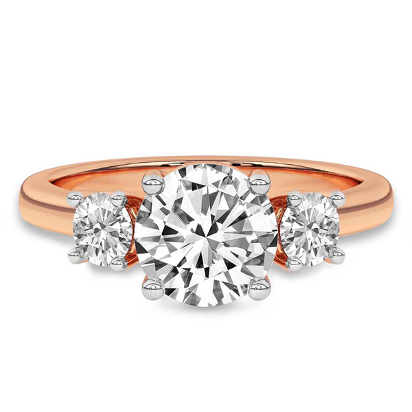 Evelina Round Three Stone Lab Diamond Ring front view