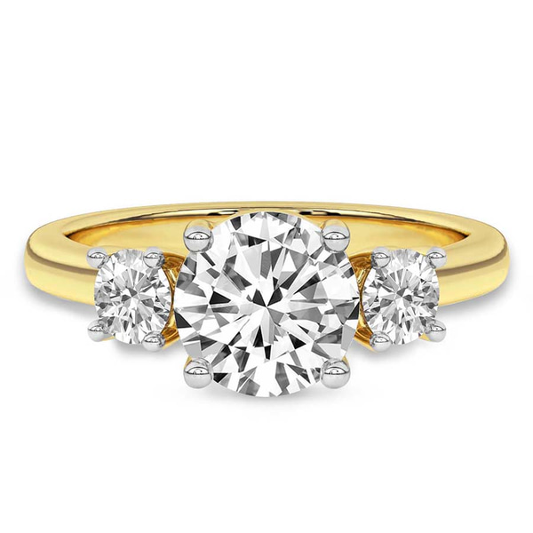 Evelina Round Three Stone Lab Diamond Ring front view