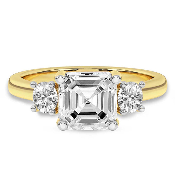 Evelina Round Three Stone Lab Diamond Ring front view