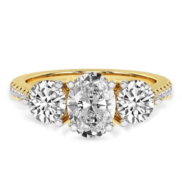 Artemis Round Three Stone Lab Diamond Ring front view