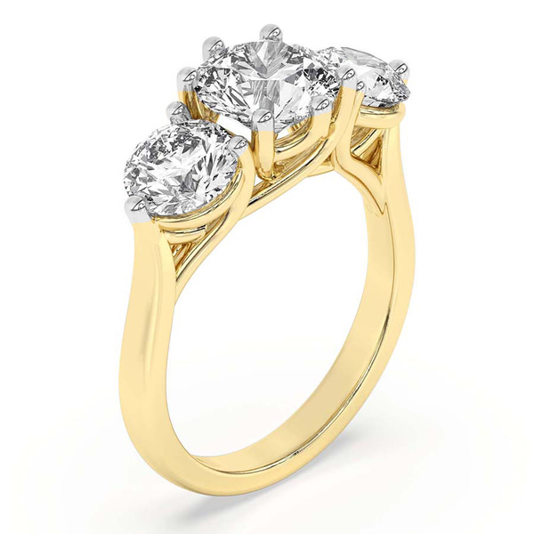 Estella Round Three Stone Lab Diamond Ring top view