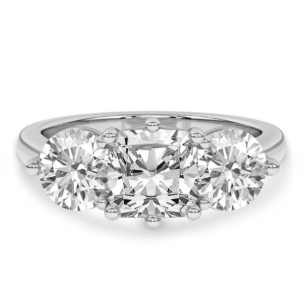 Estella Round Three Stone Lab Diamond Ring front view