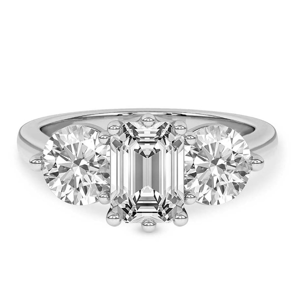 Estella Round Three Stone Lab Diamond Ring front view