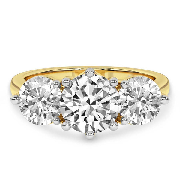 Estella Round Three Stone Lab Diamond Ring front view