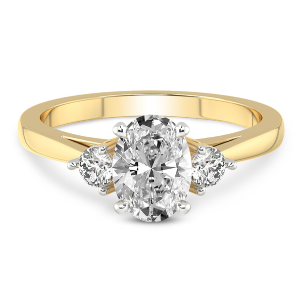 Synthia Three stone Lab Diamond Ring front view