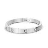 14kt White Gold Round Flush Set Lab Diamond Bangle Bracelet (1 Ct. Tw.) video