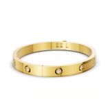 14kt Yellow Gold Round Flush Set Lab Diamond Bangle Bracelet (1 Ct. Tw.) video