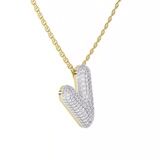 14ct Yellow Gold Lab Diamond Initial V Necklace (1 Ct. Tw.) video