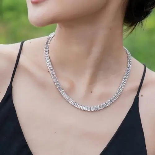 Platinum Emerald Cut Tennis Necklace 49.48ct #jewelry #earrings #bracelets  #rings #necklaces #gold #diamonds #lajewelry #fashion #fashio... | Instagram
