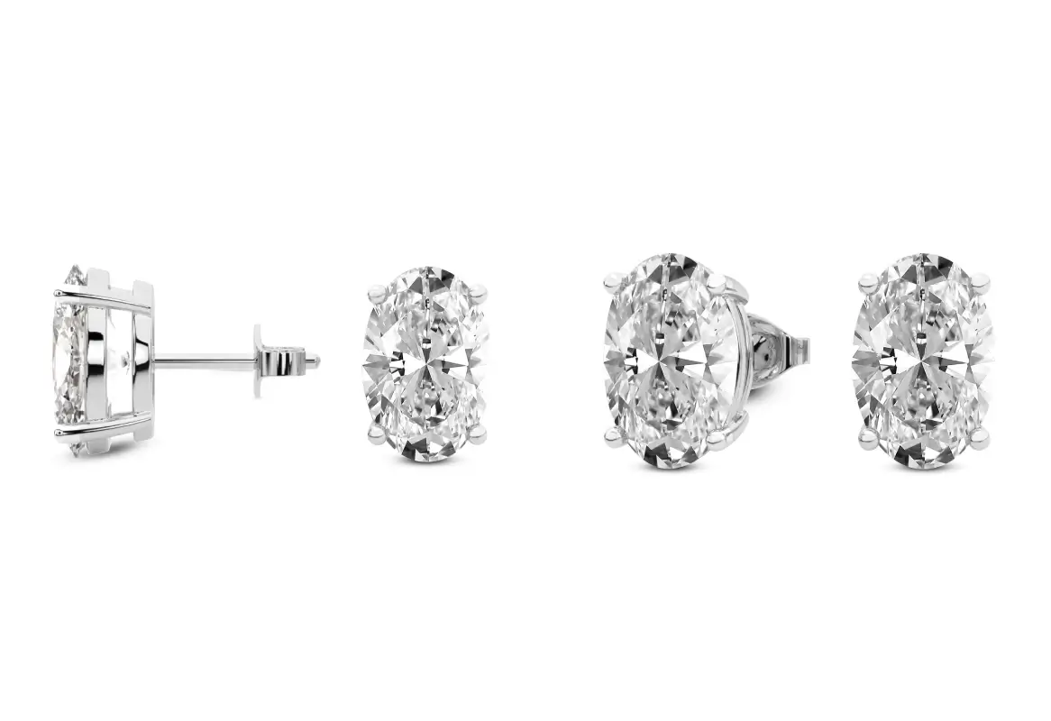 4 Prong Oval Lab Diamond Stud Earrings