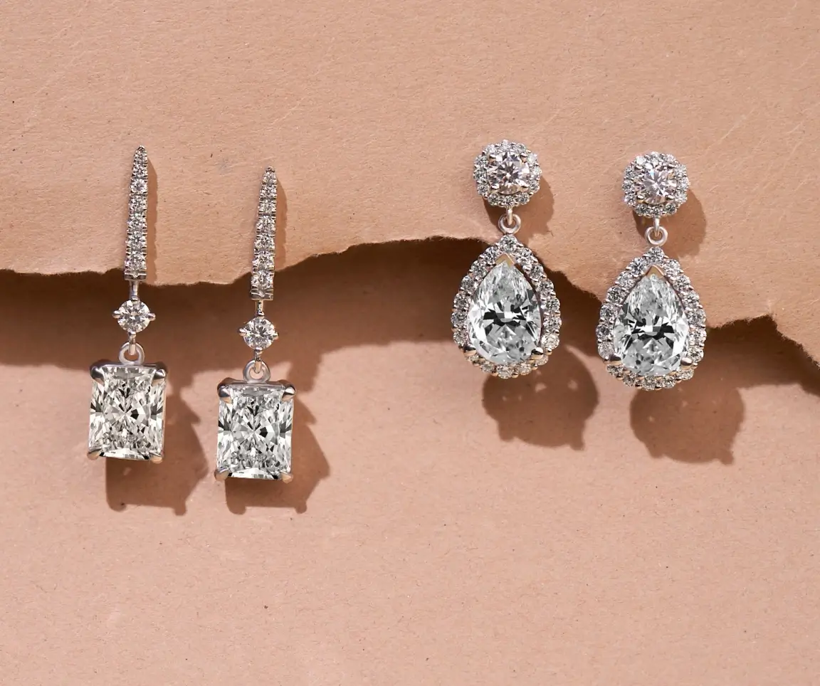 Invisible Set Diamond Dangle Threaded Stud Earring | MARIA TASH