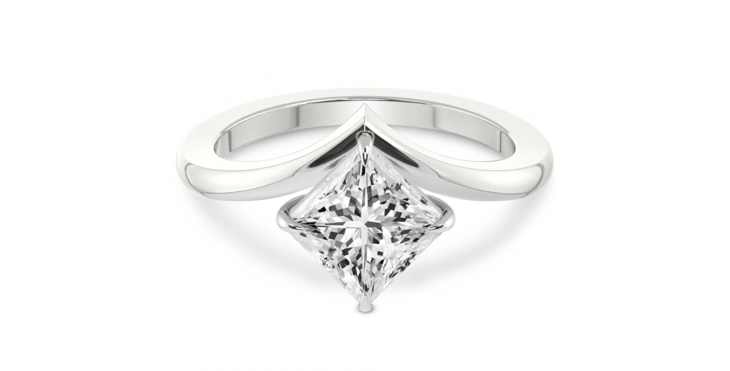 Janes Chevron Princess Cut Solitaire Engagement Ring