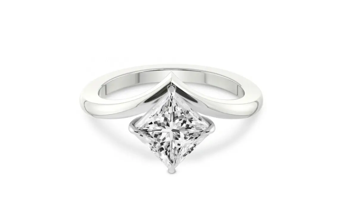 Janes Chevron Princess Cut Solitaire Engagement Ring