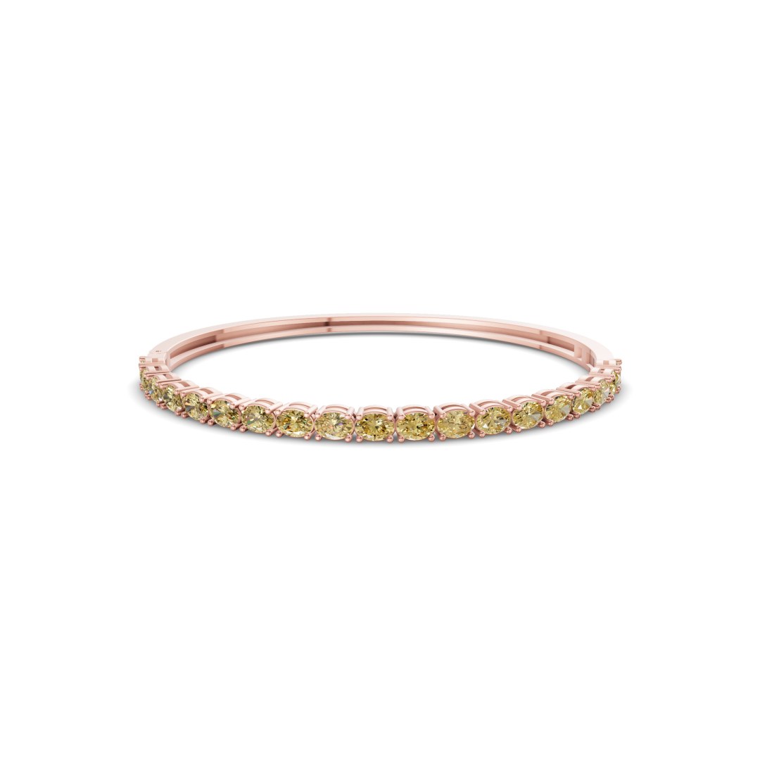 Oval Serenity Sunlit Yellow Lab Diamond Openable Bangle Bracelet front view
