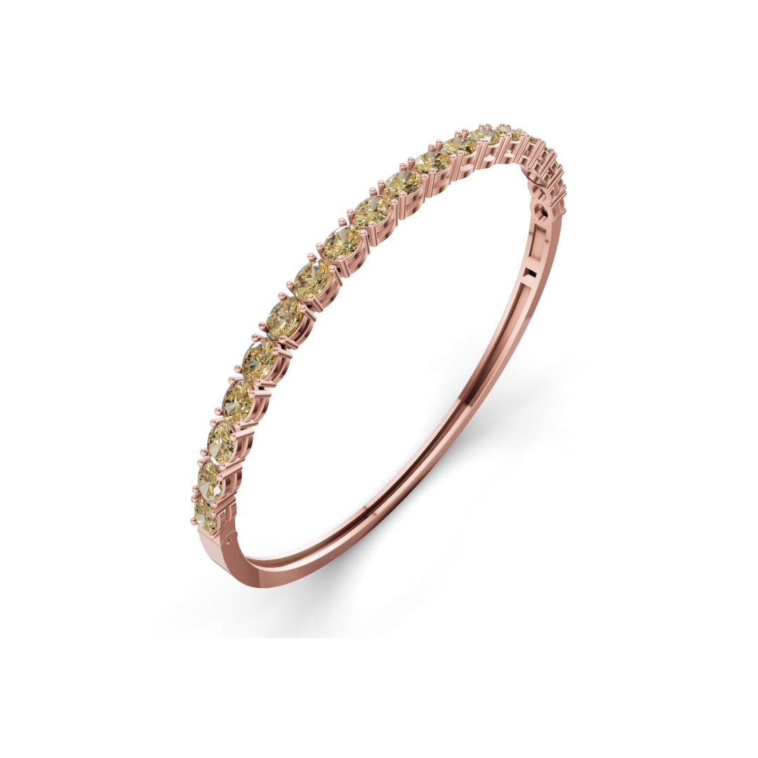 14ct Rose Gold Oval Serenity Lab Diamond Openable Bangle Bracelet (5 Ct. Tw.) right