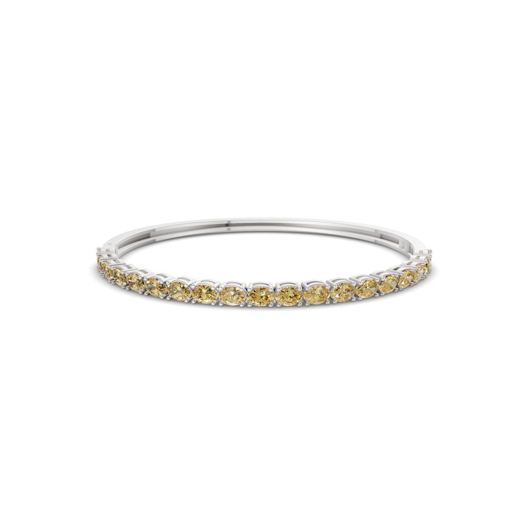Oval Serenity Sunlit Yellow Lab Diamond Openable Bangle Bracelet front view