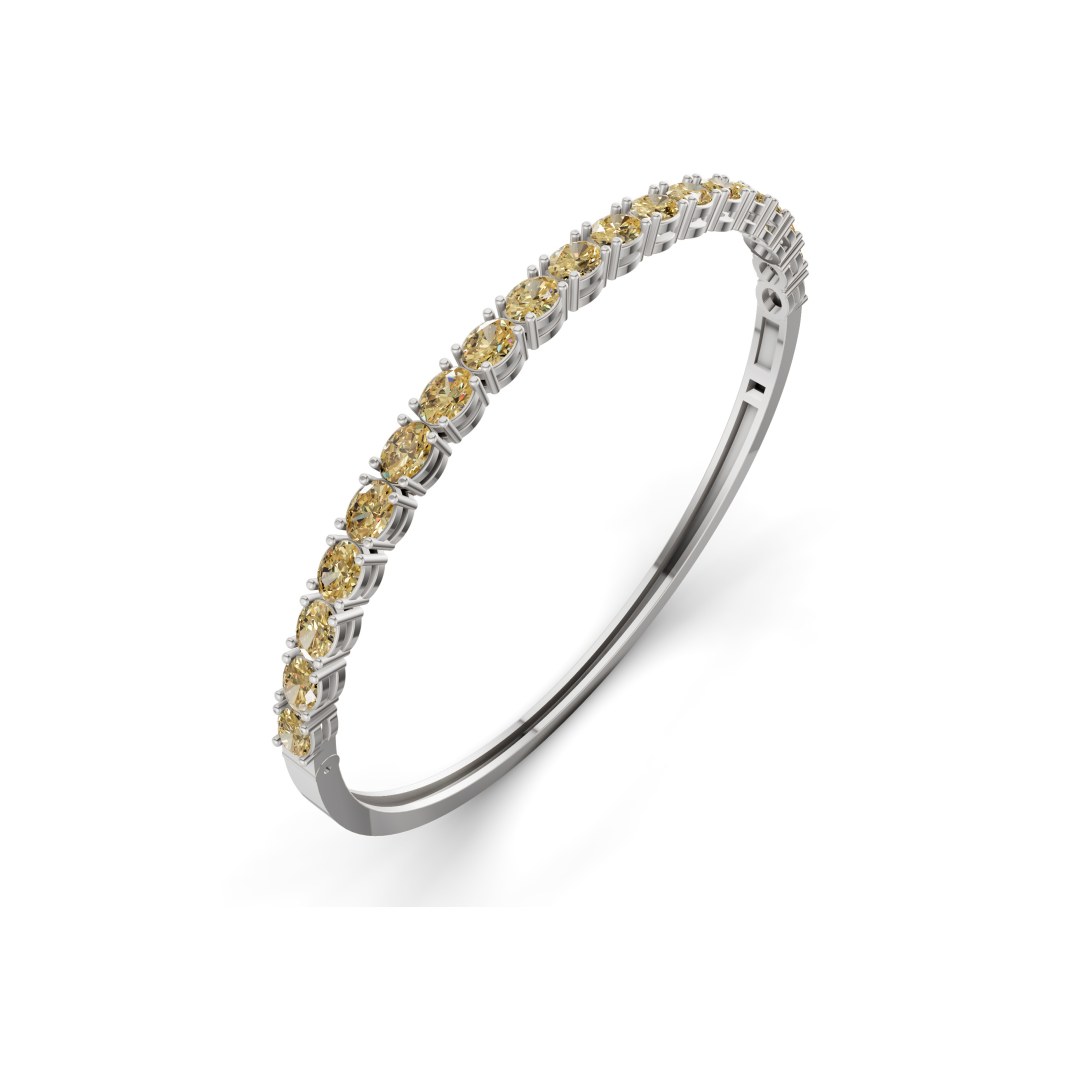 14ct White Gold Oval Serenity Lab Diamond Openable Bangle Bracelet (5 Ct. Tw.) right