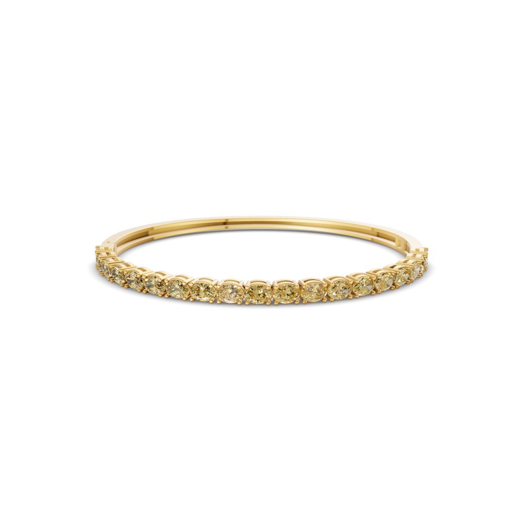 Oval Serenity Sunlit Yellow Lab Diamond Openable Bangle Bracelet front view