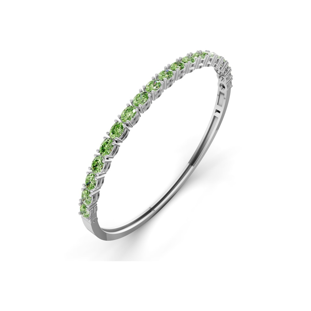 14ct White Gold Oval Serenity Lab Diamond Openable Bangle Bracelet (1 Ct. Tw.) right