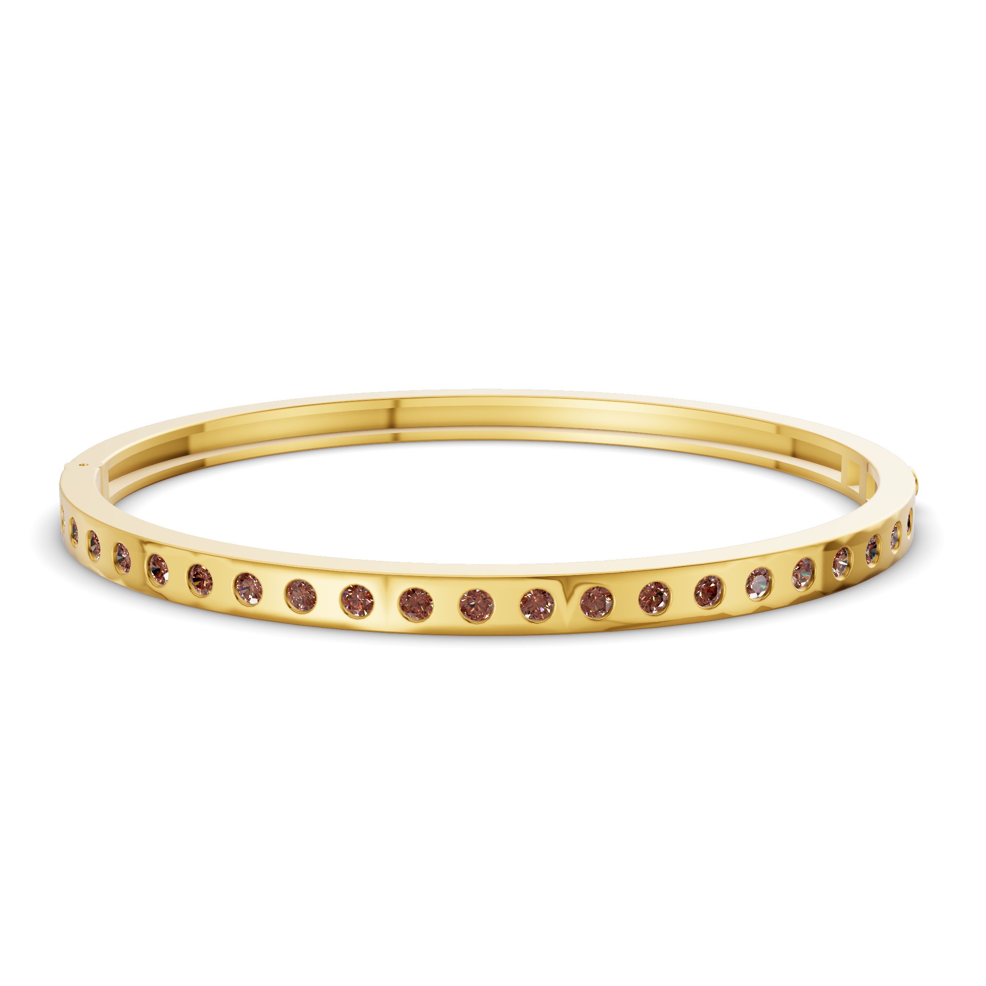 Round Glow Classic Brown Lab Diamond Openable Bangle Bracelet front view