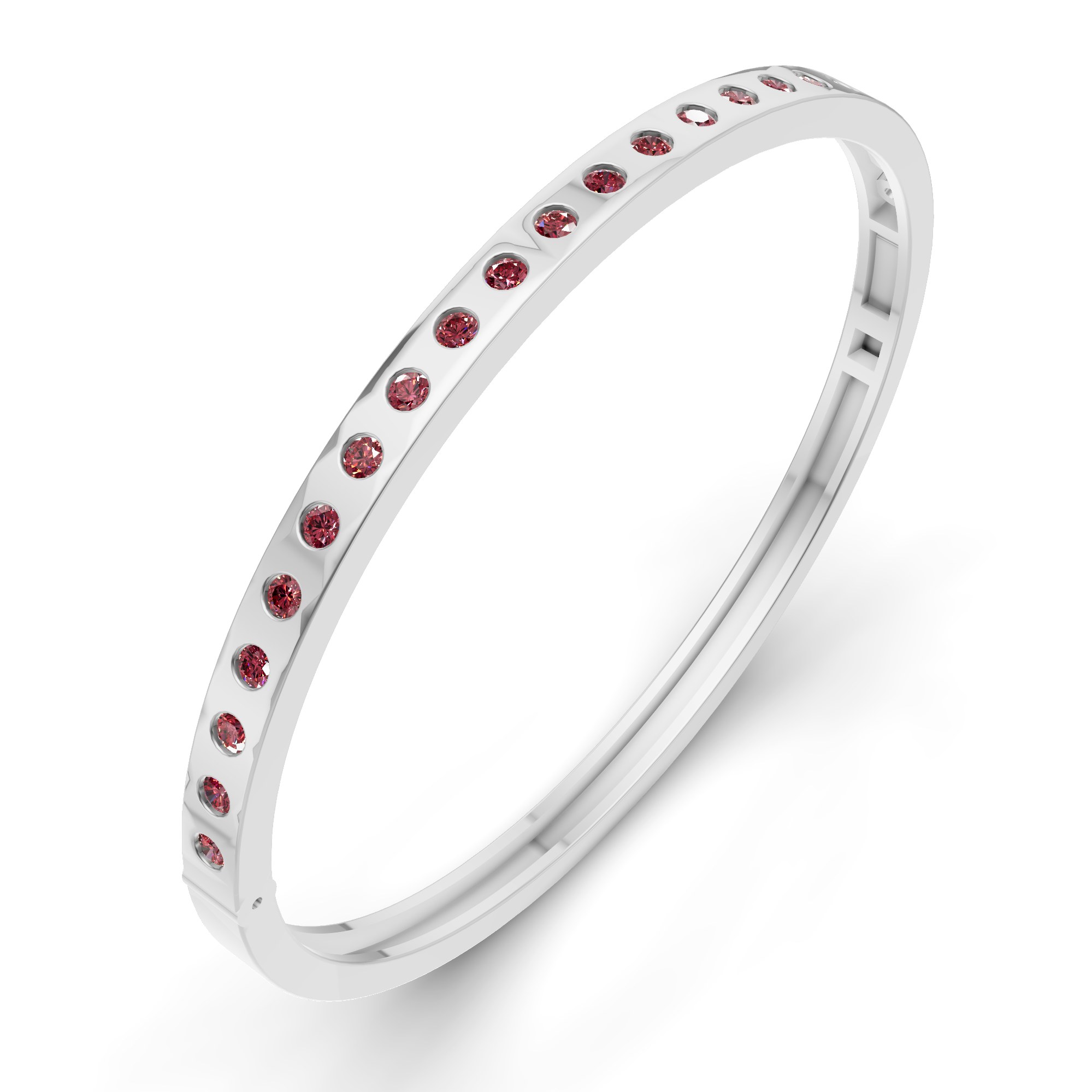 14ct White Gold Round Glow Classic Lab Diamond Openable Bangle Bracelet (1 Ct. Tw.) right