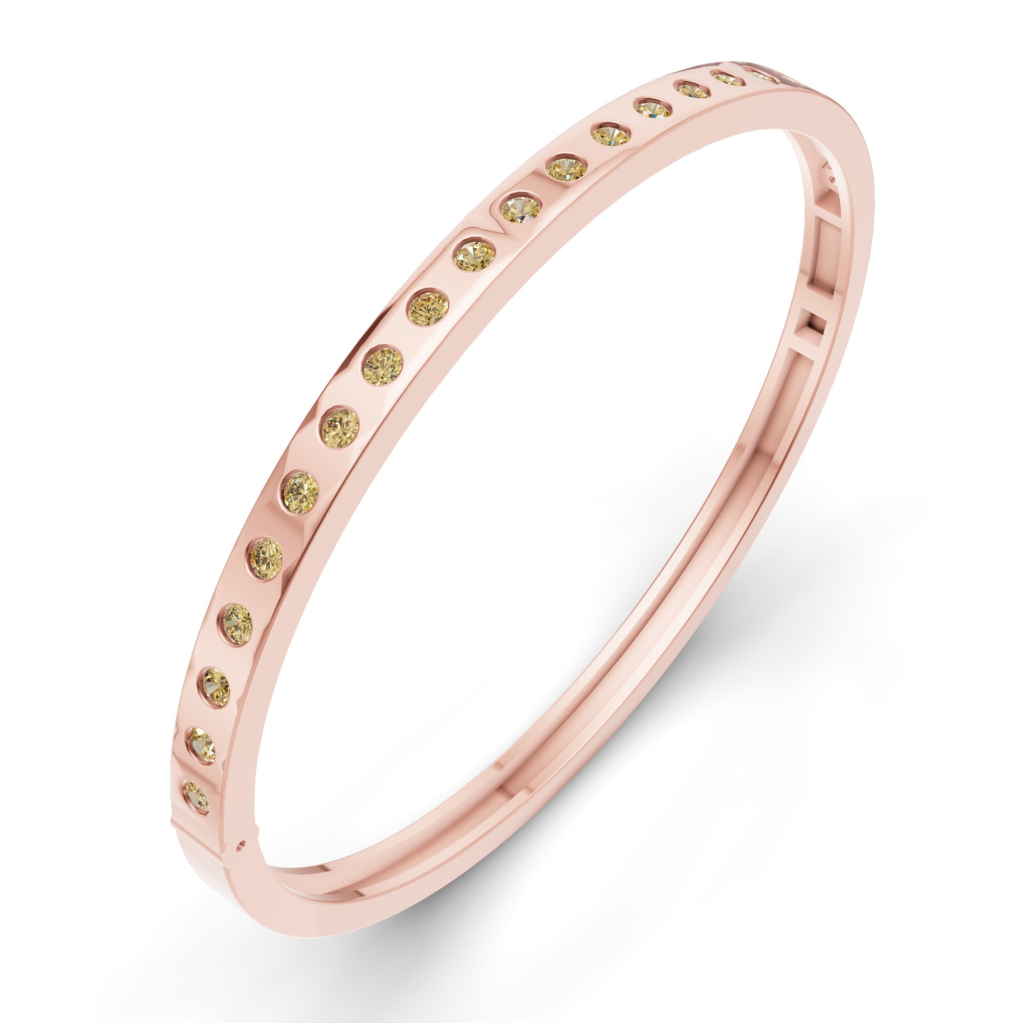 14ct Rose Gold Round Glow Classic Lab Diamond Openable Bangle Bracelet (1 Ct. Tw.) right