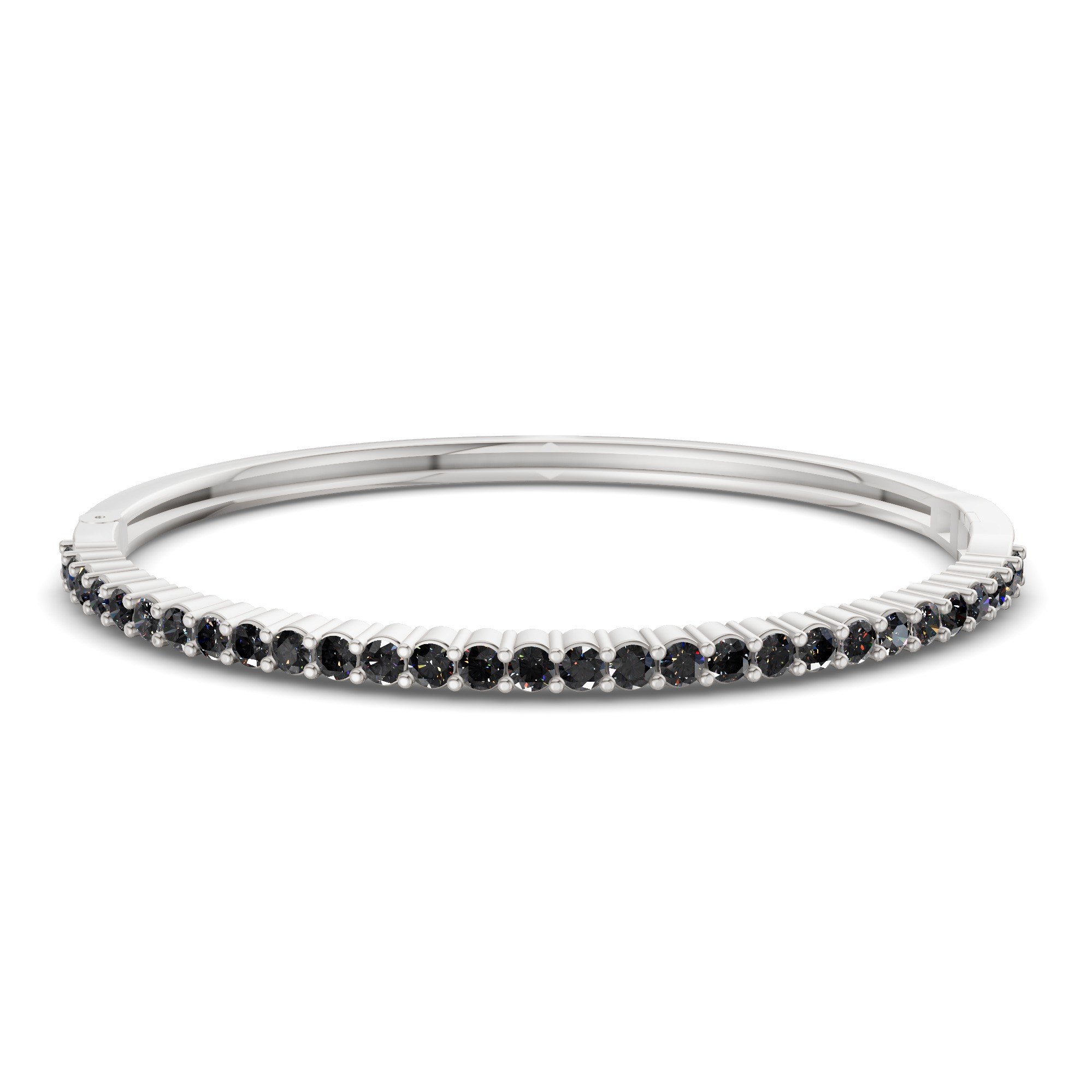 Round Embrace Black Lab Diamond Openable Bangle Bracelet front view