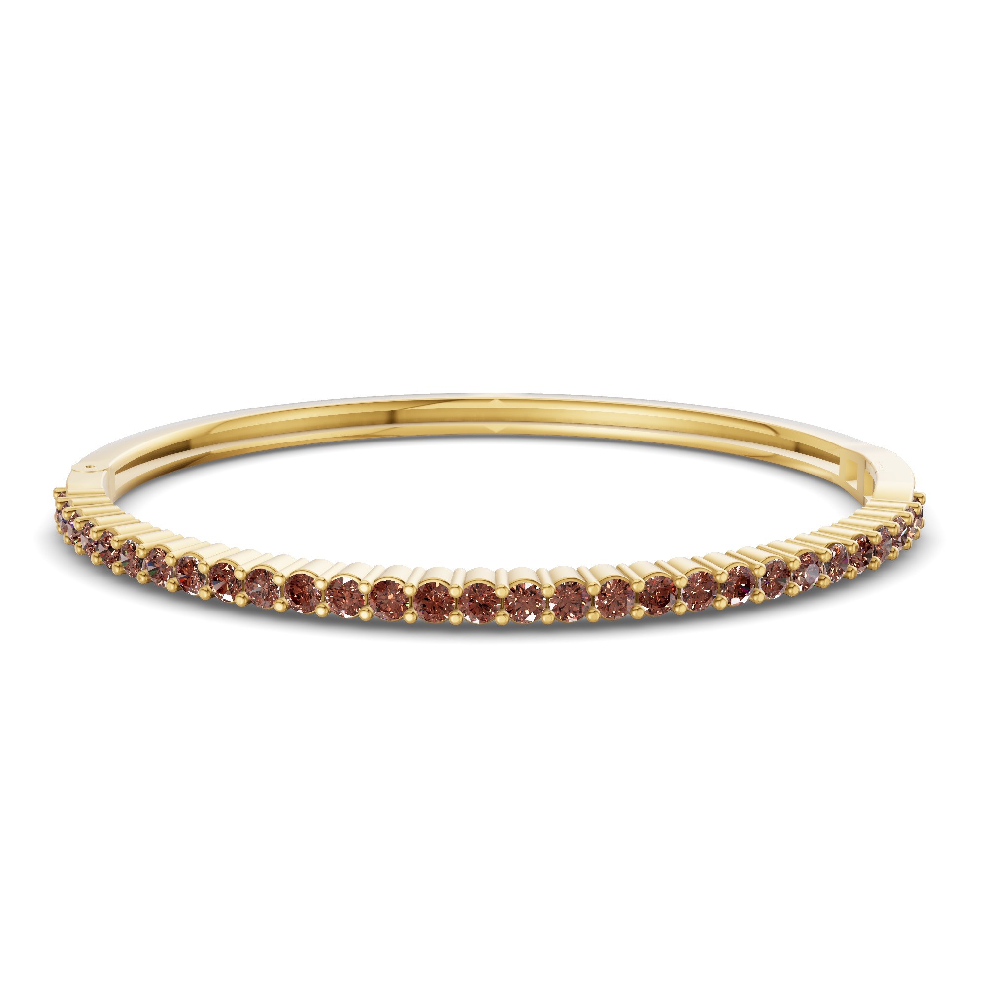 Round Embrace Brown Lab Diamond Openable Bangle Bracelet front view