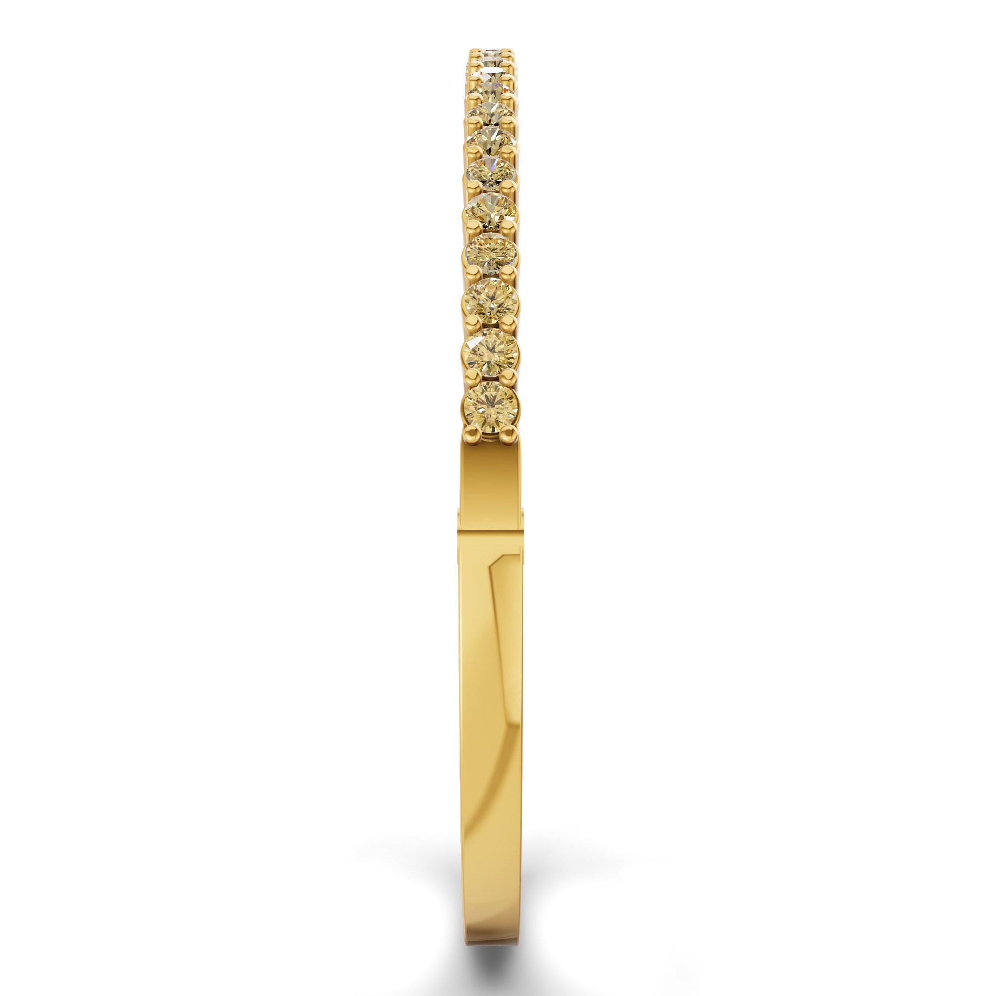 Round Embrace Lemon Yellow Lab Diamond Openable Bangle Bracelet left view