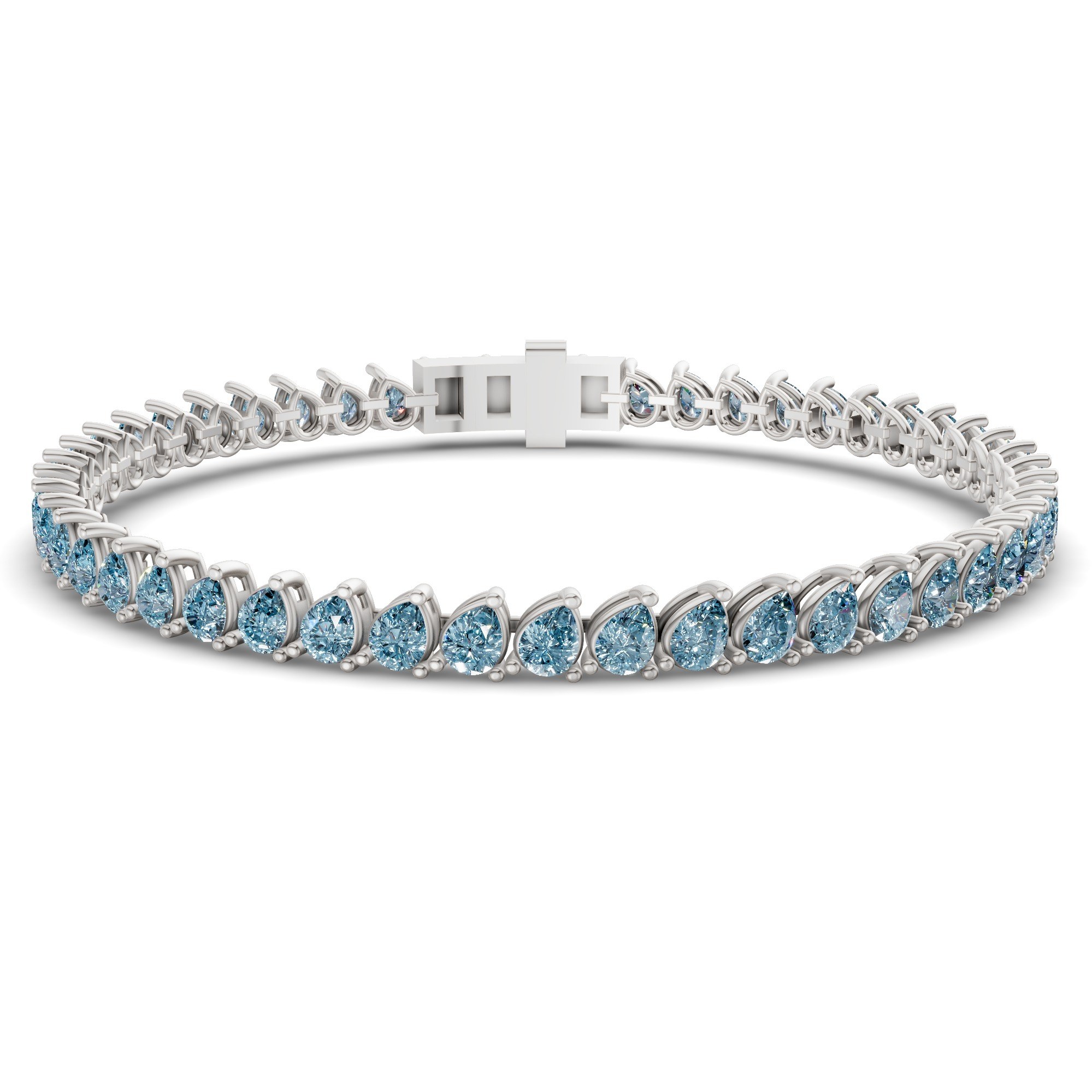 Lilac Pear Ice Blue Lab Diamond Tennis Bracelet front view