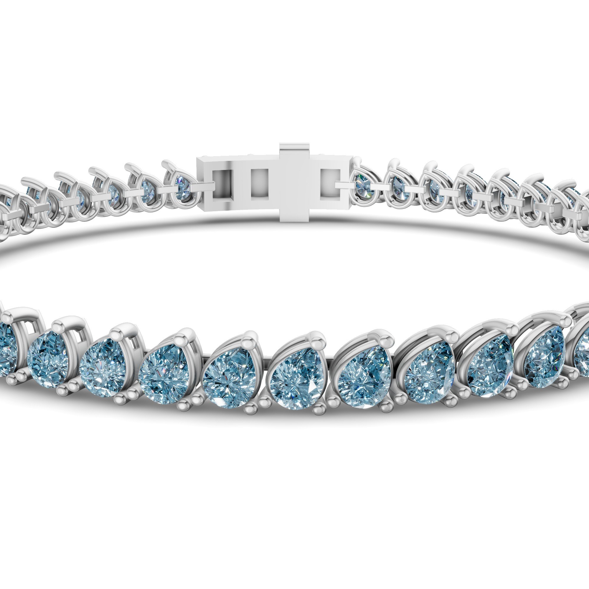 9ct White Gold Lilac Pear Lab Diamond Tennis Bracelet (4 Ct. Tw.) right