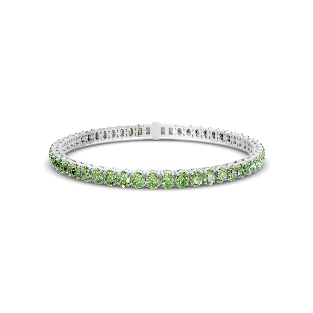 Everlyn Oval Ocean Green Lab Diamond Tennis Bracelet front view