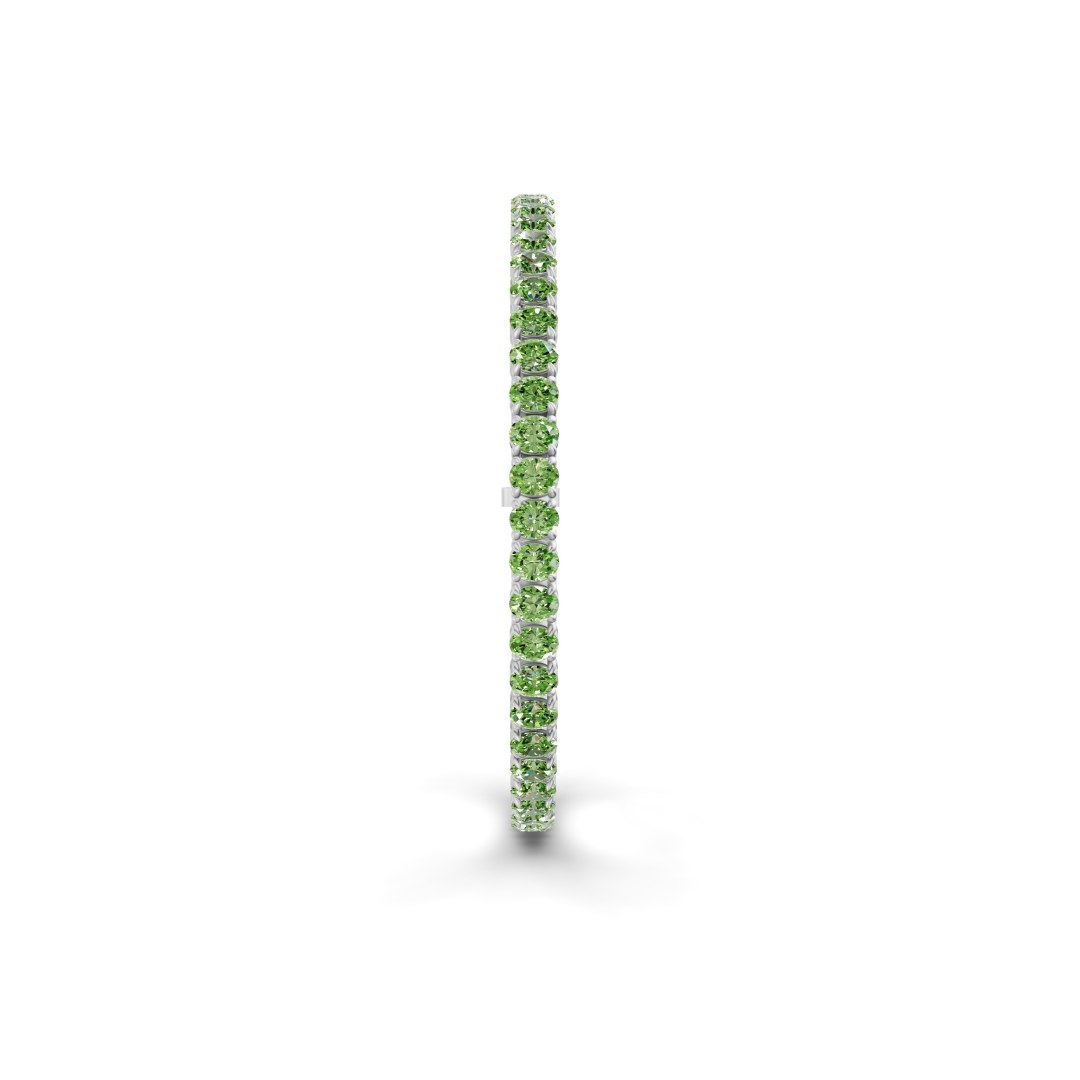 Everlyn Oval Ocean Green Lab Diamond Tennis Bracelet left view