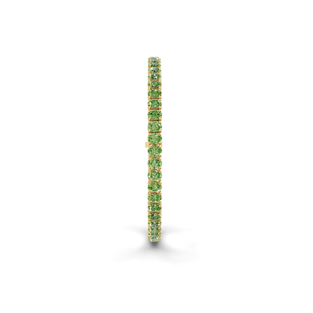 Everlyn Oval Ocean Green Lab Diamond Tennis Bracelet left view
