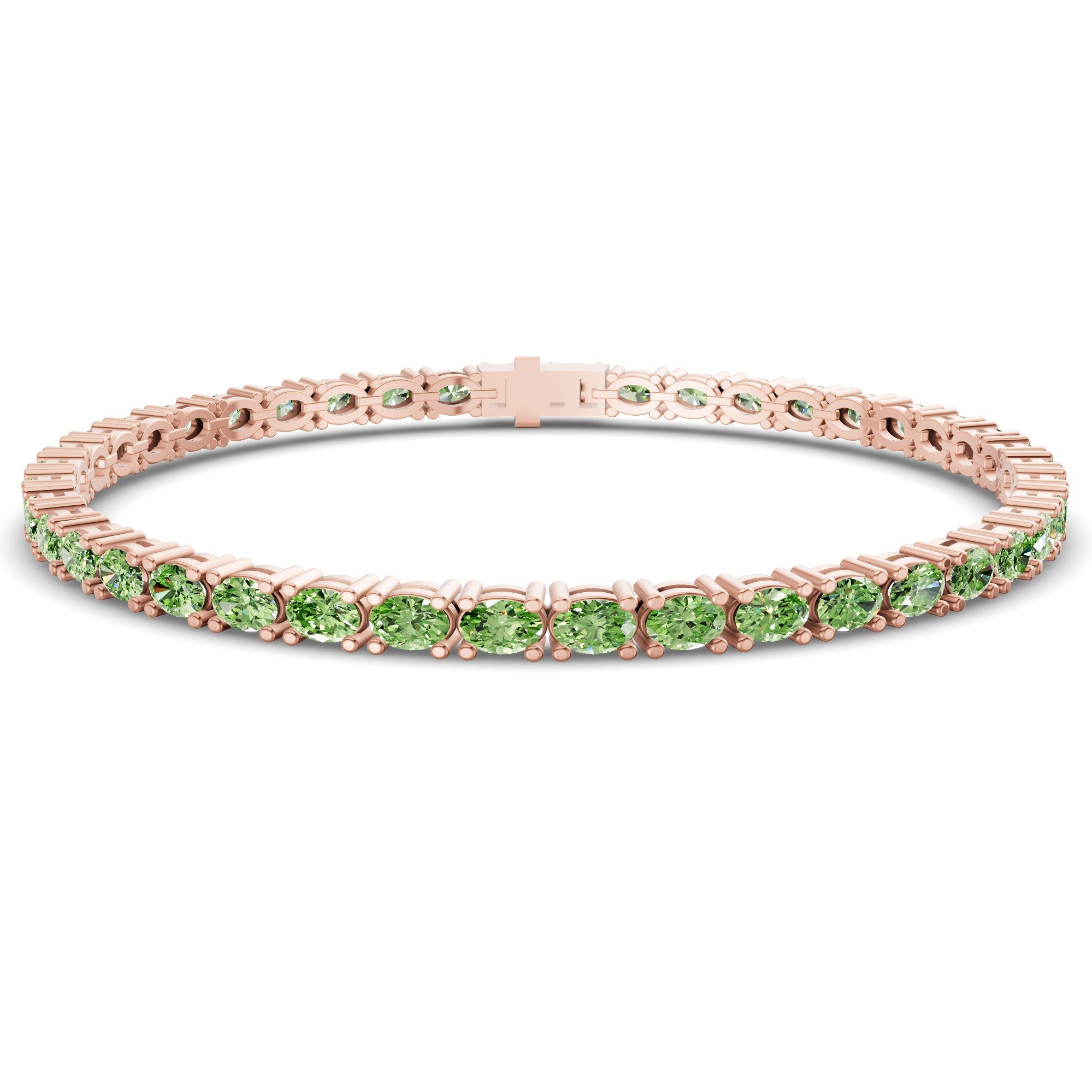 Aldea Oval Ocean Green Lab Diamond Tennis Bracelet front view