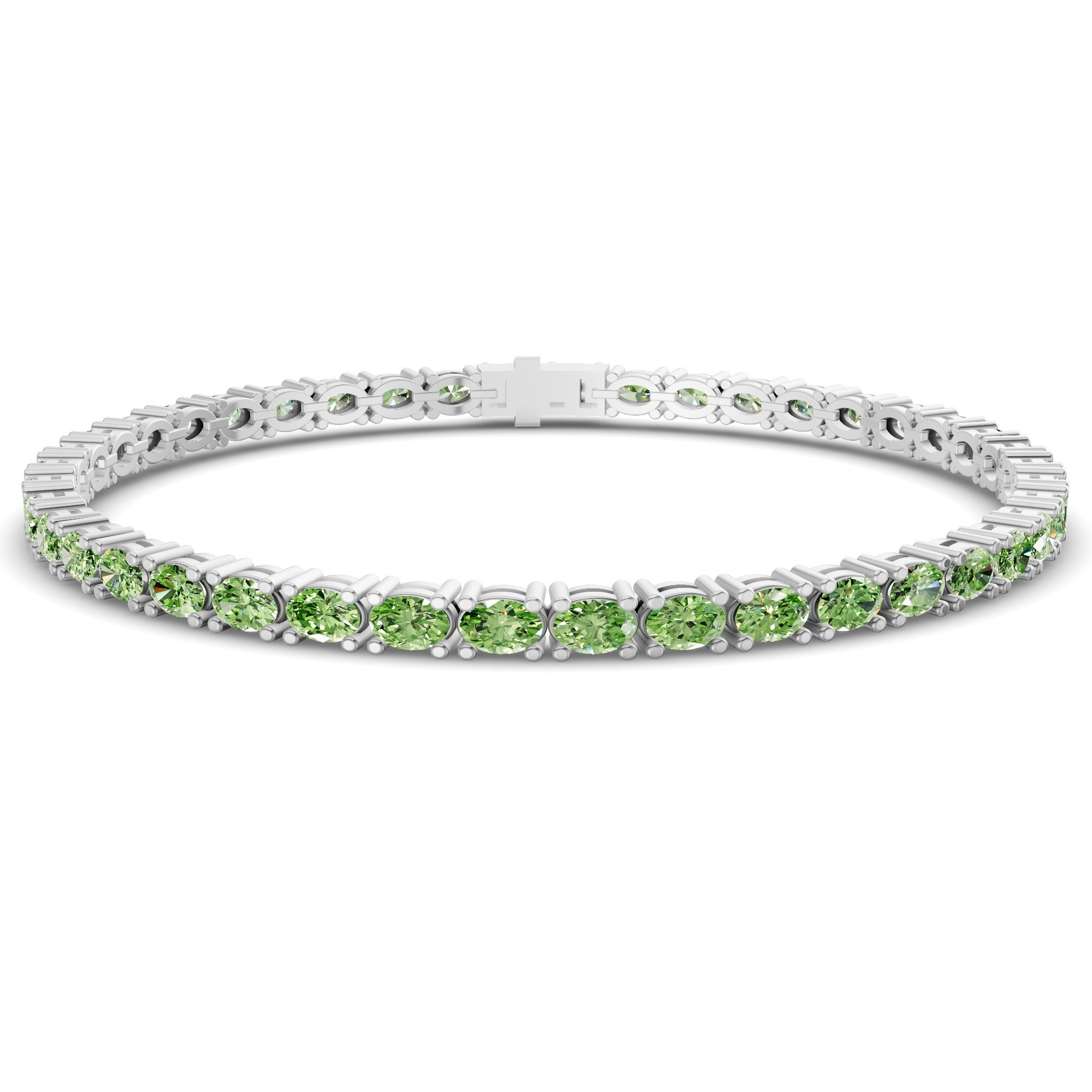 Aldea Oval Ocean Green Lab Diamond Tennis Bracelet front view