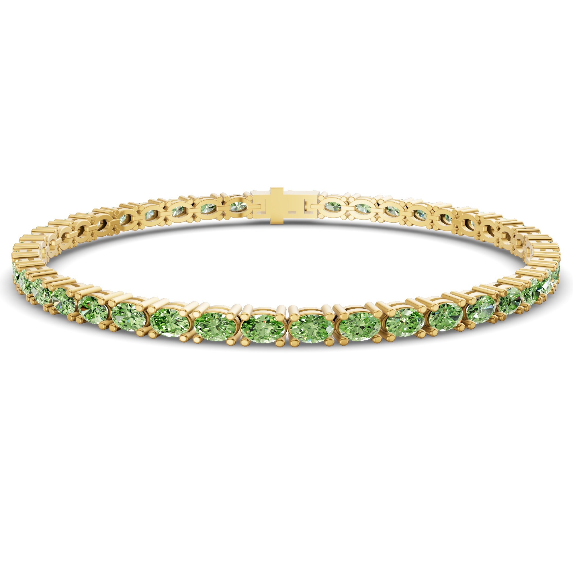 Aldea Oval Ocean Green Lab Diamond Tennis Bracelet front view