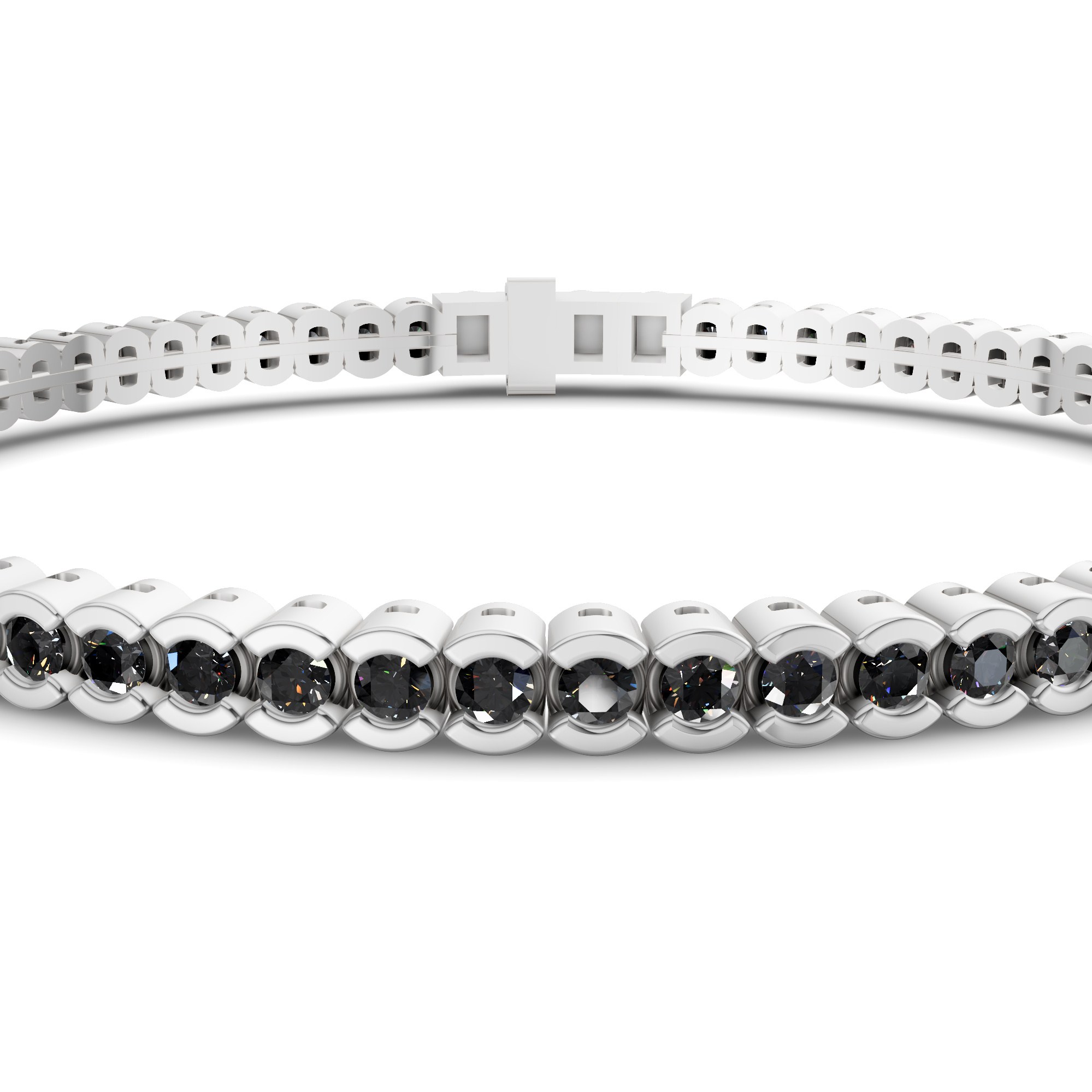 10kt White Gold Nemy Half Bezel Round Lab Diamond Tennis Bracelet (2 Ct. Tw.) right