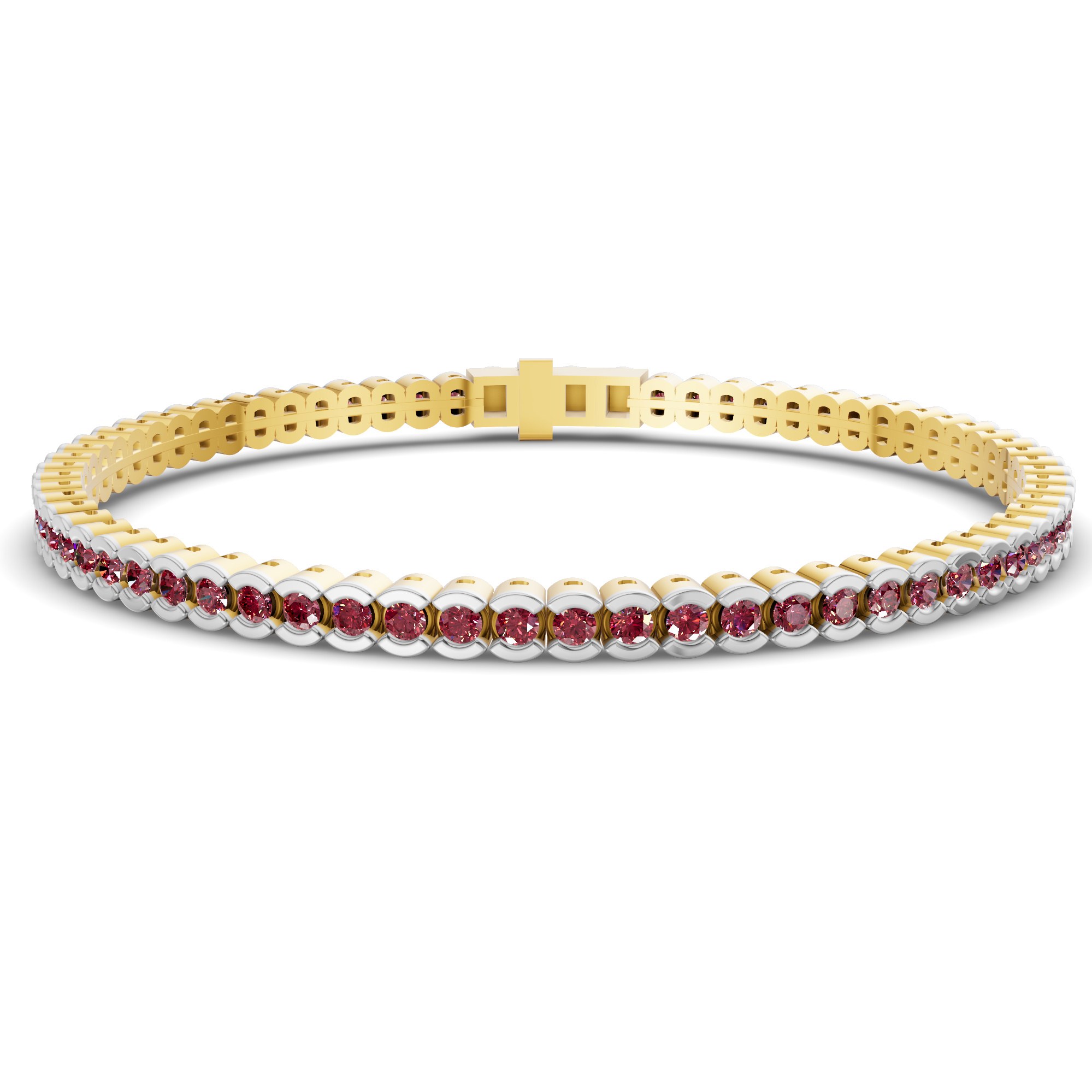 Nemy Half Bezel Round Cherry Cognac Lab Diamond Tennis Bracelet front view