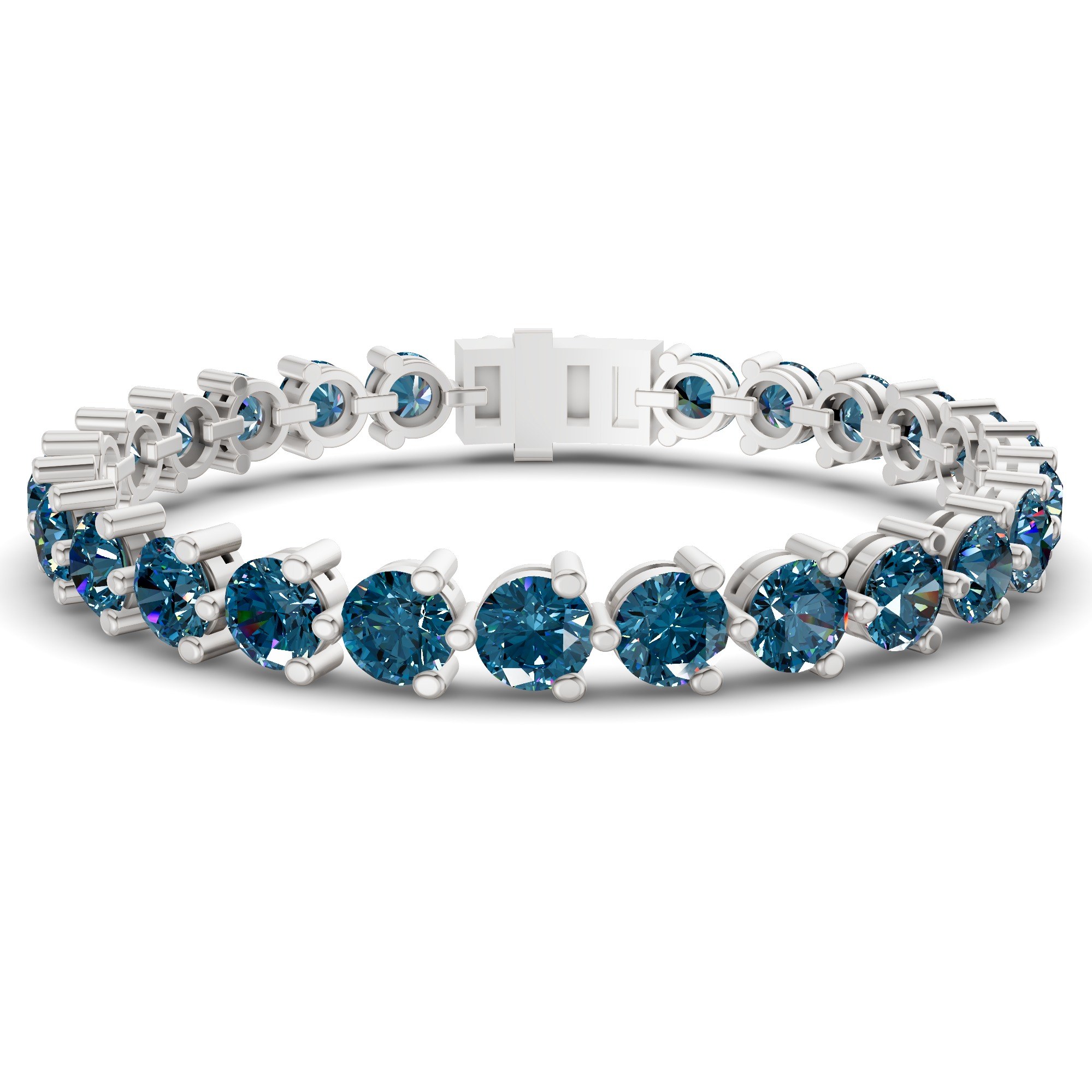 Anahita Round Royal Blue Lab Diamond Tennis Bracelet front view