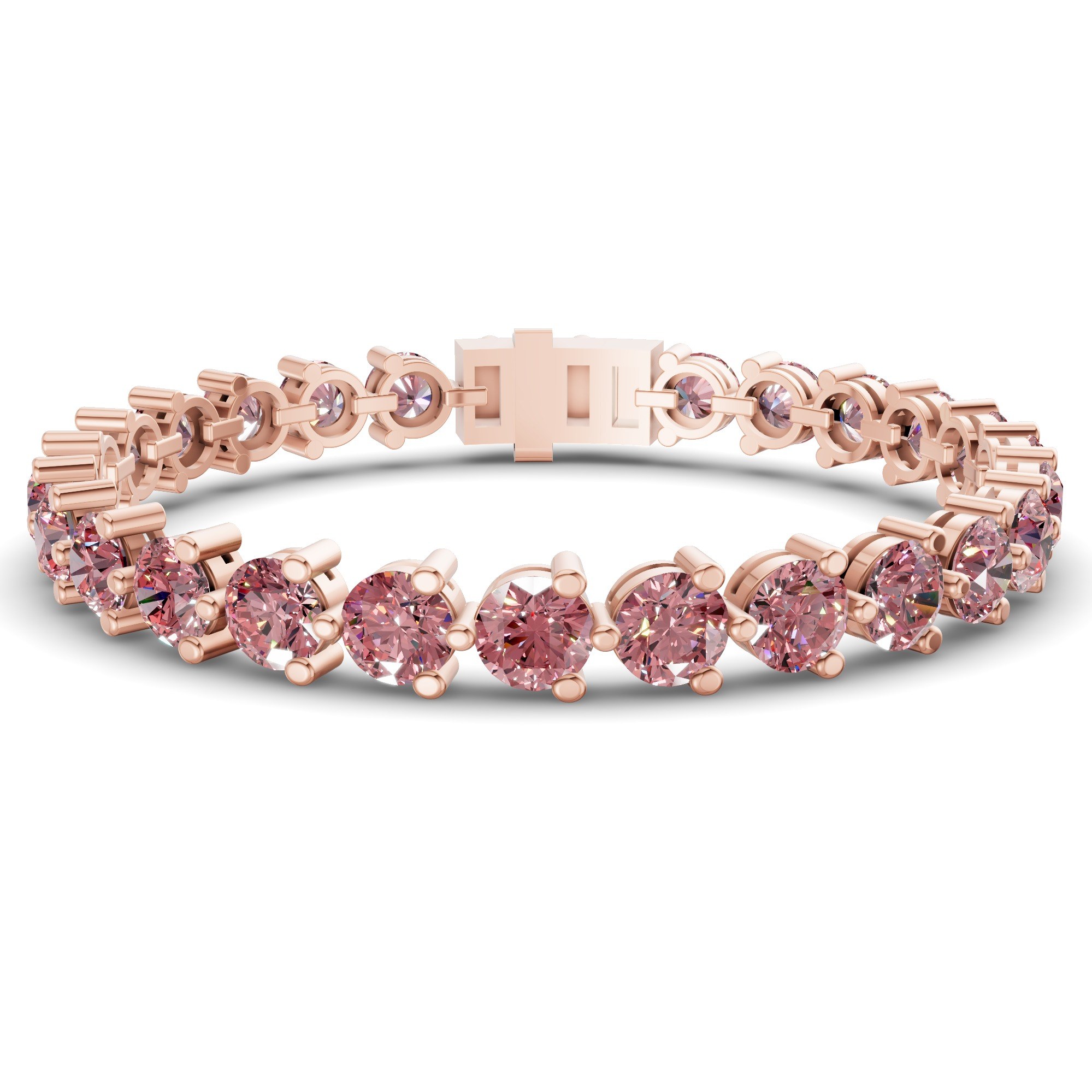 Anahita Round Vivid Pink Lab Diamond Tennis Bracelet front view