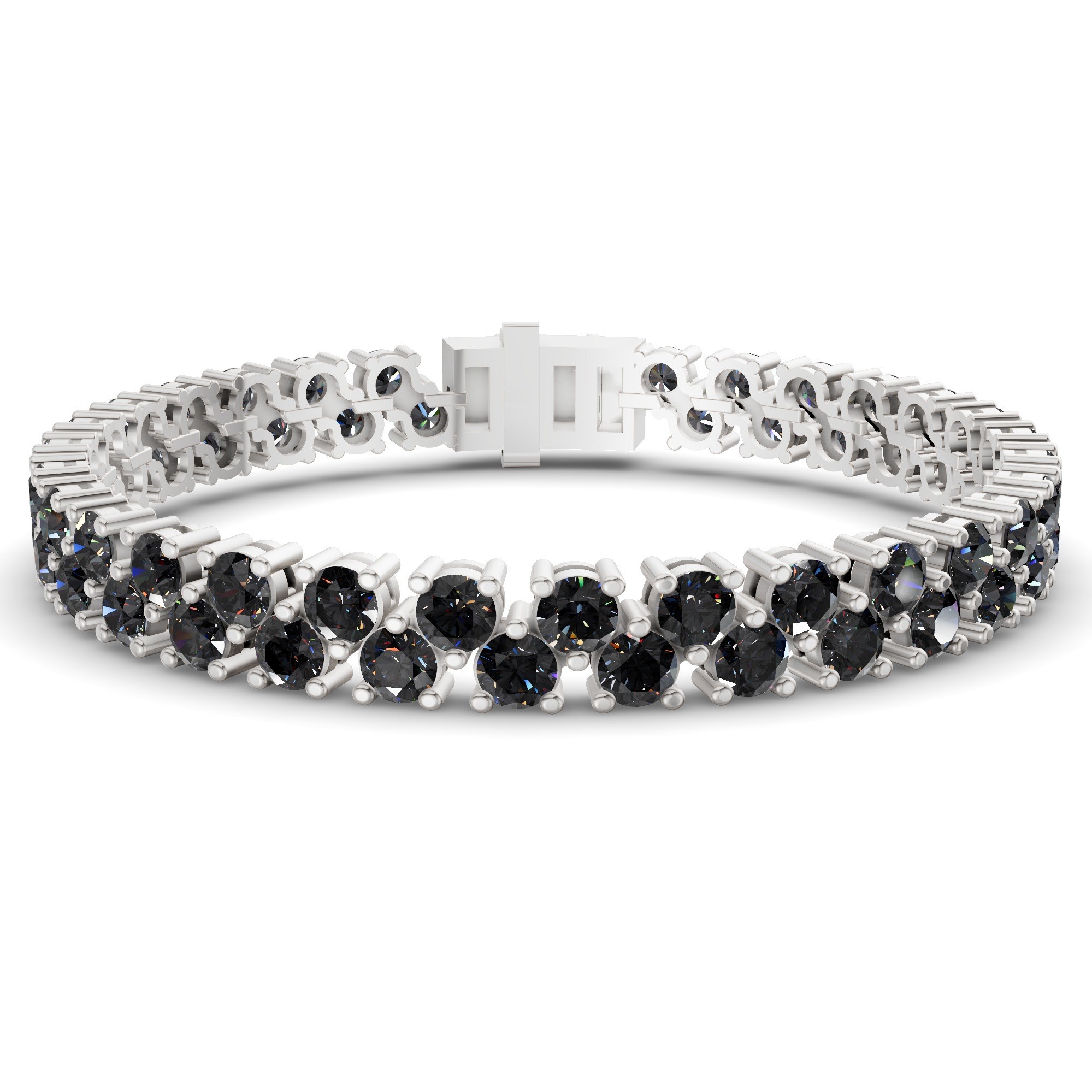 Isidora Round Double Row Black Lab Diamond Tennis Bracelet front view