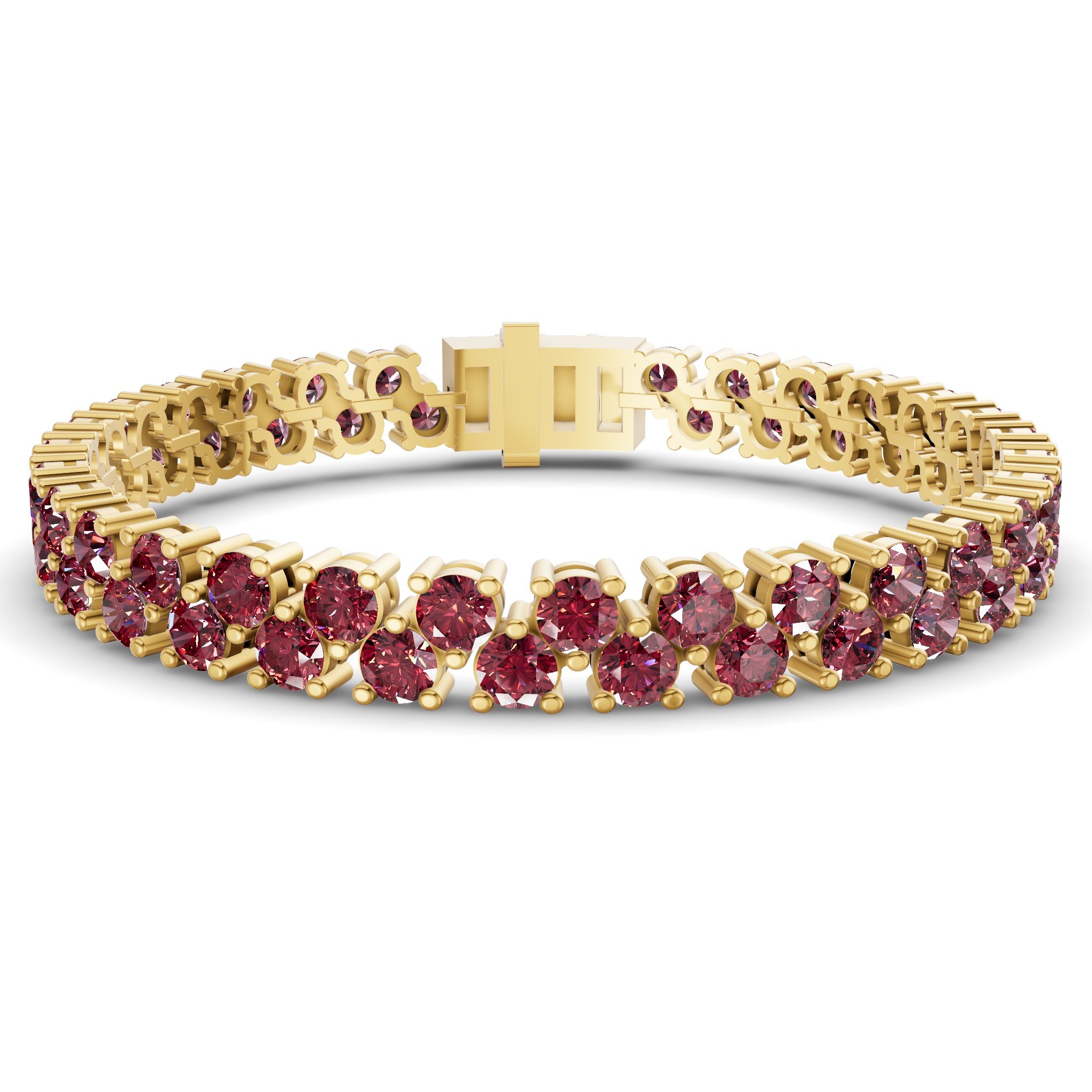 Isidora Round Double Row Cherry Cognac Lab Diamond Tennis Bracelet front view