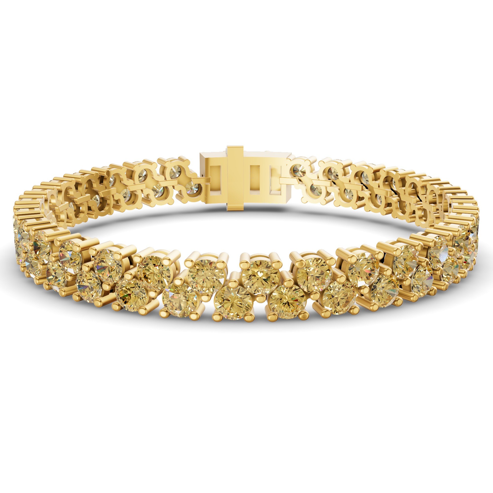 Isidora Round Double Row Lemon Yellow Lab Diamond Tennis Bracelet front view